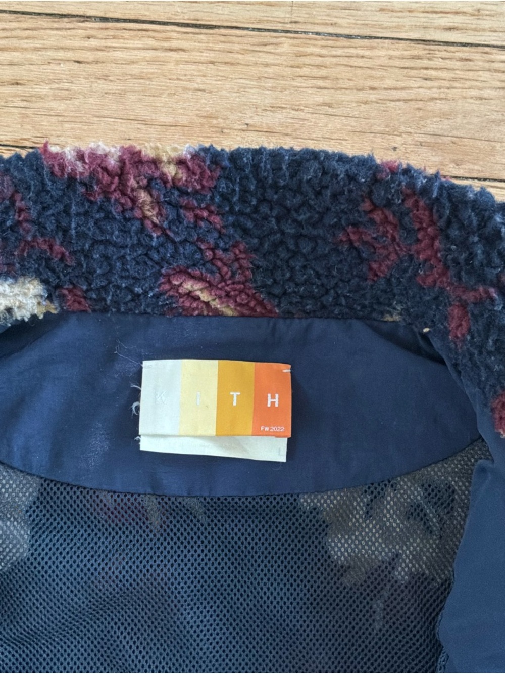 Kith Pinehurst Sherpa Navy and Cream Floral Teddy Jacket Unisex - Picture 6 of 8